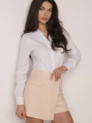 Beżowe Spódnico-Szorty z Bawełną Ozdobione Imitacją Kieszeni Tinorina elsa.m by may