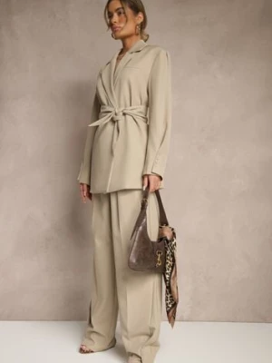 Beżowe Spodnie Garniturowe High Waist Annavia