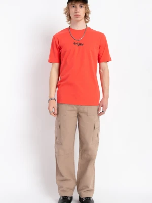 Beżowe spodnie materiałowe typu cargo z kieszeniami na nogawkach Reporter