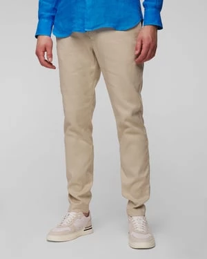 Beżowe Spodnie Męskie Z Lnem Alberto Jump-linen Twill