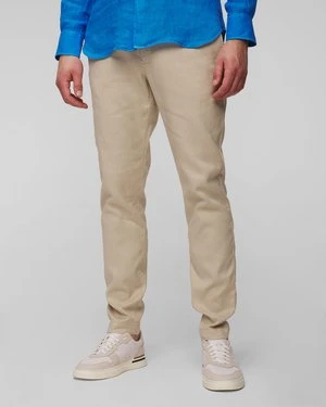 Beżowe spodnie męskie z lnem Alberto Jump-Linen Twill