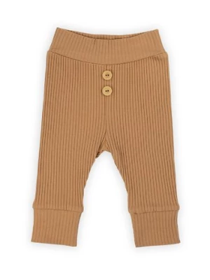 Beżowe spodnie niemowlęce z prążkowanej bawełny Nicol