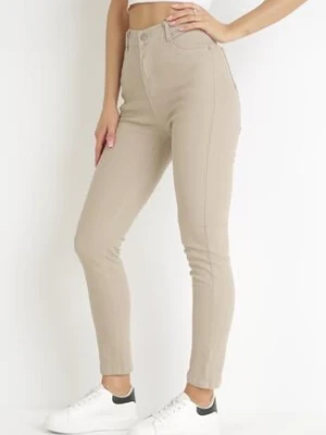 Beżowe Spodnie Slim z Wsuwanymi Kieszeniami Diksha christy
