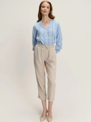 Beżowe spodnie z nogawką o długości 7/8 Greenpoint