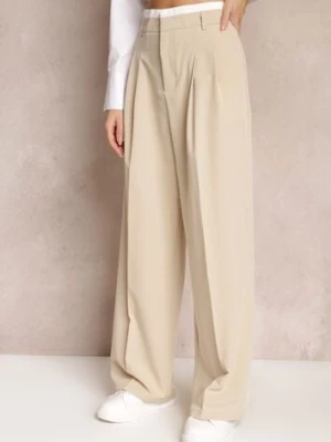 Beżowe Spodnie z Szerokimi Nogawkami w Kant Kavina bisou's project