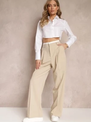 Beżowe Spodnie z Szerokimi Nogawkami w Kant Kavina bisou's project