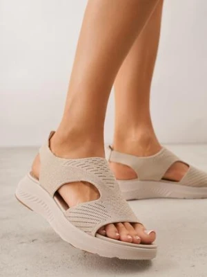 Beżowe Sportowe Sandały na Grubej Podeszwie z Elastyczną Cholewką i Piankową Wkładką Nicthil lady glory