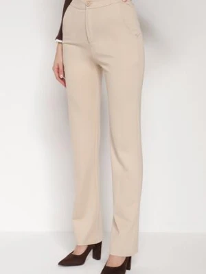 Beżowe Szerokie Spodnie Maellia by swan