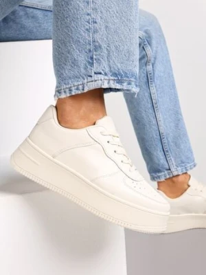 Beżowe Sznurowane Sneakersy na Platformie z Bieżnikiem Arvilla ballada