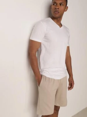 Beżowe Szorty Dresowe z Bawełną i Sznurkami Leofiel glo-story