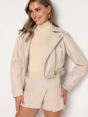 Beżowe Szorty Imitujące Spódnicę z Wysokim Stanem Vikolia lovery