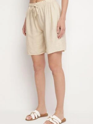 Beżowe Szorty Ozdobione Sznurkiem Lunareina h&s