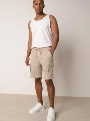 Beżowe Szorty z Bawełną w Stylu Safari z Kieszeniami Cargo Sabririla glo-story