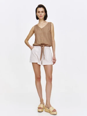 Beżowe szorty z printem w paski