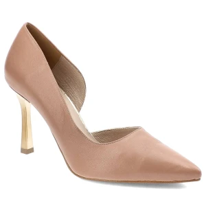 Beżowe Szpilki Karino Eleganckie Skórzane Buty
