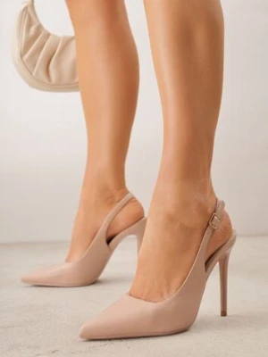 Beżowe Szpilki VICES Slingback z Wkładką ze Skóry Naturalnej Zoretta