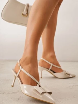 Beżowe Szpilki VICES z Aplikacją w Kształcie Kokardy Evithe