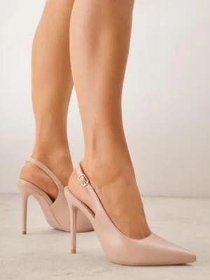 Beżowe Szpilki VICES z Odkrytą Piętą i Skórzaną Wkładką Kiladria