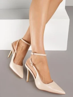 Beżowe Szpilki z Odkrytą Piętą i Paskiem z Klamerką Alinela givana