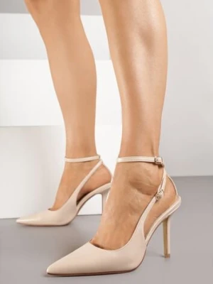 Beżowe Szpilki z Odsłoniętą Piętą i Regulowanym Paskiem Alifela givana