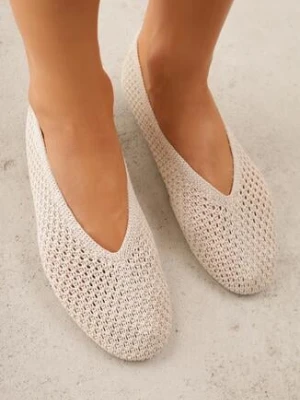 Beżowe Szydełkowe Balerinki VICES z Plecionki Wolfs