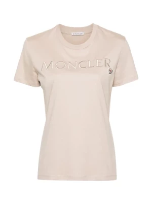 Beżowe T-shirty i Pola z Logo Moncler