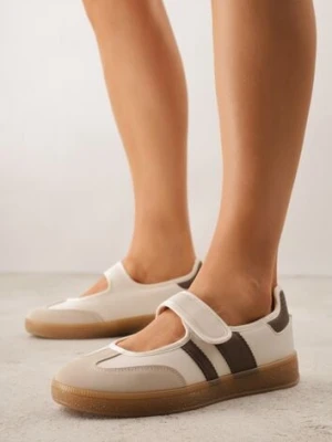 Beżowe Tenisówki Sneakeriny z Paskiem na Rzep Pirel