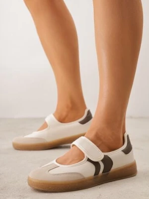 Beżowe Tenisówki Typu Sneakeriny Zapinane Paskiem na Rzep Gelinea