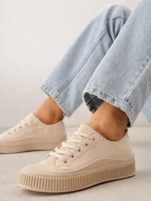 Beżowe Trampki z Imitacji Zamszu na Żłobionej Podeszwie Nivenatia ballada