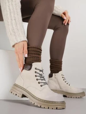 Beżowe Traperki z Lekkim Ociepleniem Malak