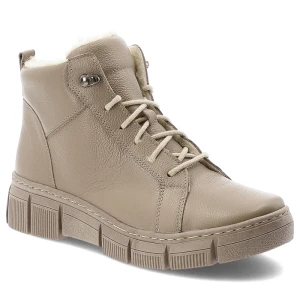 Beżowe Trzewiki Wasak Ocieplane Obuwie Damskie