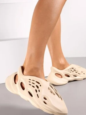 Beżowe Wsuwane Sneakersy z Lekkiej Pianki z Wycięciami Bonasna