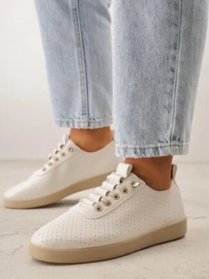 Beżowe Wsuwane Tenisówki z Perforacją i Podeszwą z Bieżnikiem Illanya kang you