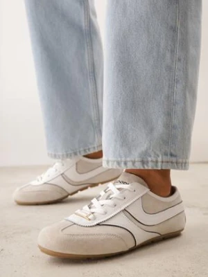 Beżowe Zamszowe Sneakersy w Stylu Kultowych Tenisówek Sorisana goodin