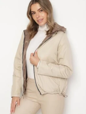 Beżowo-Brązowa Pikowana Kurtka o Dwustronnym Kroju z Odpinanym Kapturem Zeorina bh forever