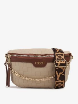 Beżowo-Brązowa Tłoczona Nerka Ozdobiona Łańcuszkiem z Napisem Liorene versoli