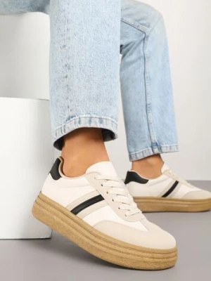 Beżowo-Czarne Sneakersy Kultowe Tenisówki na Grubej Podeszwie Ozdobione Wzorem w Panterkę Gonelis joalice paris