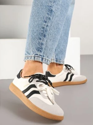 Beżowo-Czarne Sneakersy Kultowe Tenisówki z Dodatkowymi Sznurowadłami Zarinoa shosho