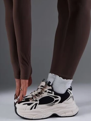 Beżowo-Czarne Sneakersy Vices na Platformie Ozdobione Tłoczeniem Natiselle