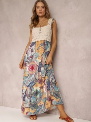 Beżowo-Niebieska Sukienka Grayah rosa