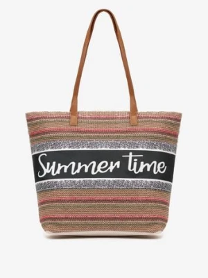 Beżowo-Różowa Torebka Typu Shopper na Plażę z Jedną Komorą Gomeissa