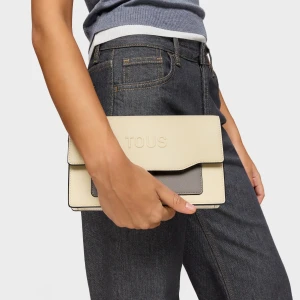 Beżowo-Szara Kopertówka Audree Saffiano - Tous