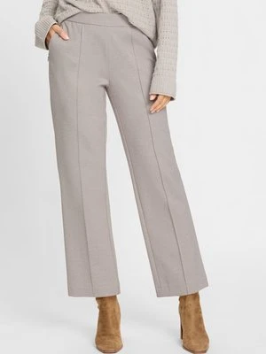 Beżowo-szare spodnie damskie Mona Straight w kratkę – Vintage Romance Olsen