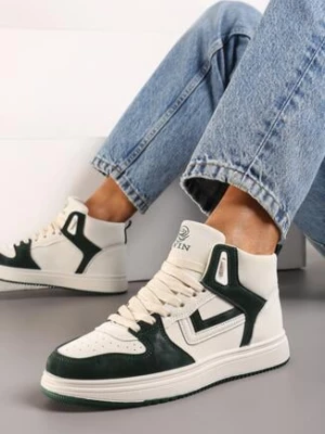 Beżowo-Zielone Sneakersy Alcothee