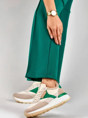 Beżowo-zielone wygodne sneakersy damskie Merg