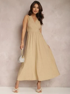 Beżowo-Złota Sukienka Sematea by swan