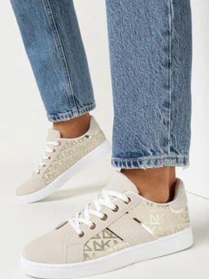 Zdjęcie produktu Beżowo-Złote Sneakersy z Nadrukiem Mindi