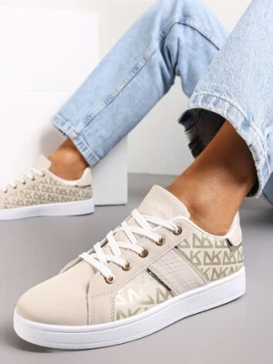 Zdjęcie produktu Beżowo-Złote Sneakersy z Printem Casica