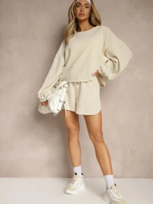 Beżowy Basicowy Komplet Szorty i Bluza Novirissa jumelle