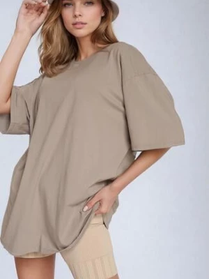 Beżowy Bawełniany T-shirt Koszulka z Krótkim Rękawem Bevima jumelle